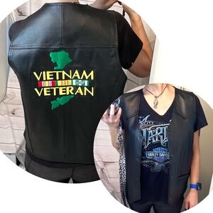 •NWOT |•USA LEATHER•| Vintage 'Vietnam Veteran' Leather Vest Size Small